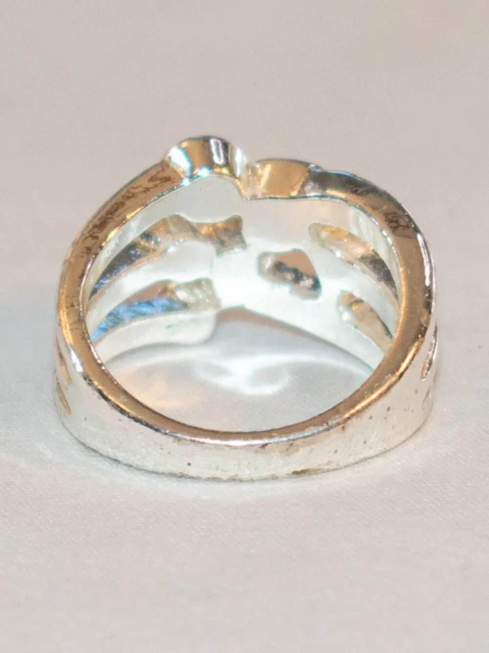 Silver Tone Cluster Ring with Pink Stones US 7